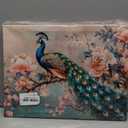 Peacock Canvas Wall Art Animal Painting Flower Floral Picture Framed for Bathroom Bedroom Living Room Modern Home Office Wall Decor 12"x16"