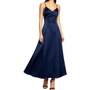 RIHOAS Women's Elegant Flowy Spaghetti Strap Dress - A Line Satin Maxi for Fall Wedding Guest, Formal Semi Formal (Blue, S)