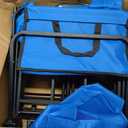 Sweetcrispy Collapsible Foldable Wagon Cart, Large Capacity Garden Cart with Wheels, Heavy Duty Utility Grocery Wagon with Drink Holders for Shopping Sports Camping - 30IN Blue (120L)