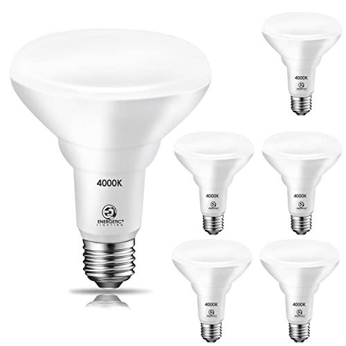 Energetic 5 Pack 75W BR30 LED Recessed Light Bulb, Dimmable, 900 Lumens, Cool White 4000K, E26 Base, Indoor Flood Light for 5/6 Inch Cans