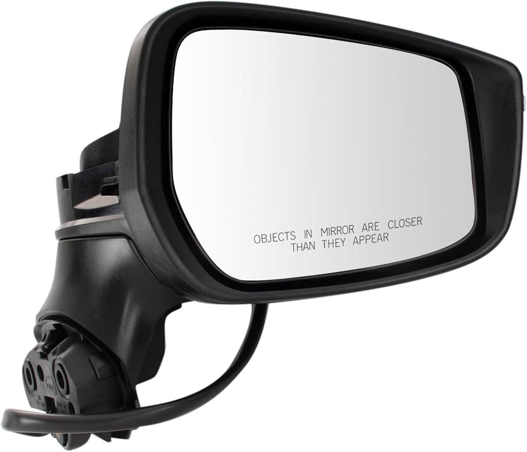 TRQ Passenger Side Mirror Assembly Power Heated Turn Signal Blind Spot Foldaway Smooth Black Paint to Match Compatible with 2020-2023 Nissan Versa SR 2020-2023 Versa SV