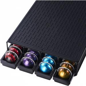 Coffee Pod Drawer Holder With 15''*11'' Coffee Mat Compatible with Nespresso Vertuo Capsules,Coffee Bar Station Accessories