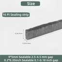 Window Weather Stripping Door Seal, 16.5FT Self-Adhesive Soundproofing Weather Strip for Exterior Door Frame Window Winter Insulation Noise Cancelling Window Inserts, 0.35in x 0.2in, Gray