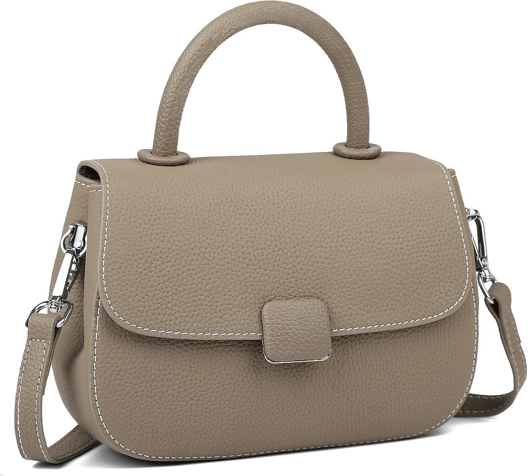 Genuine Leather Shoulder Bag, Mini Top Handle Handbag, Crossbody Bag for Women, Small Satchel Pouch (Grey) Genuine Leather Shoulder Bag, Mini Top Handle Handbag, Crossbody Bag for Women, Small Satchel Pouch (Grey)