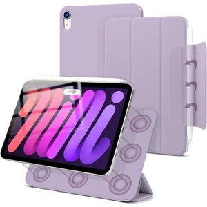 Magnetic Case for iPad mini 7 A17 Pro, Slim Smart Folio for iPad mini 7th/6th Generation 8.3 Inch 2024/2021 Model, Lightweight Trifold Stand, Auto Sleep/Wake, Support Pencil Pro, Light Purple
