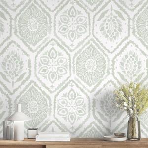 HeloHo Peel and Stick Wallpaper Green Contact Paper Boho Wall Paper Modern Geometric Removable Self Adhesive Wallpapers for Bedroom Bathroom Cabinet Waterproof Decor Vinyl Rolls 78.8" X 17.3"