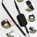 Tiostep Clip and Go Strap for Phone with Wallet Crossbody Phone Lanyard Adjustable and Detachable RFID Wristlet Wallet with ID Window and Zipper, Black