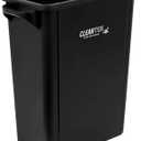 Restaurantware-Clean Tek Professional 15 Gallon Trash Can, 1 Slim Rectangle Waste Basket - With Handles, Space Saving, Black Plastic Garbage Bin, For Commercial Space, Office, Store, Cafe, And More