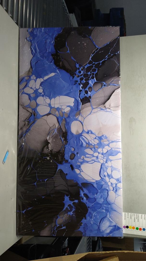 Abstract Canvas Wall Art: Large Wall Art for Living Room, Bedroom & Gray Office Decorations for Work, Framed Artwork - Modern Decor with Blue & Black Paintings (40L" x 20W")