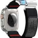 ULTIMAL Compatible with Apple Watch Ultra 3/2/1 Bands 49mm with Titanium Magnetic Clasp - Braided Stretchy Soft Nylon, Featuring Premium Full-grain (L, Black) (44/45/46/49mm L)