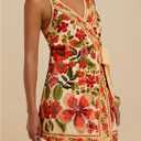 RoseSeek Women's Tropical Print Wrap Dress Sleeveless Vacation Dresses, Yellow Floral (XS)