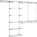 Rubbermaid Configurations Deluxe Custom Closet Kit 4-8 Ft. Adjustable Metal Wire Shelving Titanium Finish Expandable Organization System Hardware Included for Home Closet/Pantry/Laundry/Mudroom (4-8 Feet)