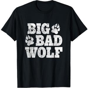 Big Bad Wolf Shirt Halloween Costume Outfit Girls Boys Gift T-Shirt, L, Black