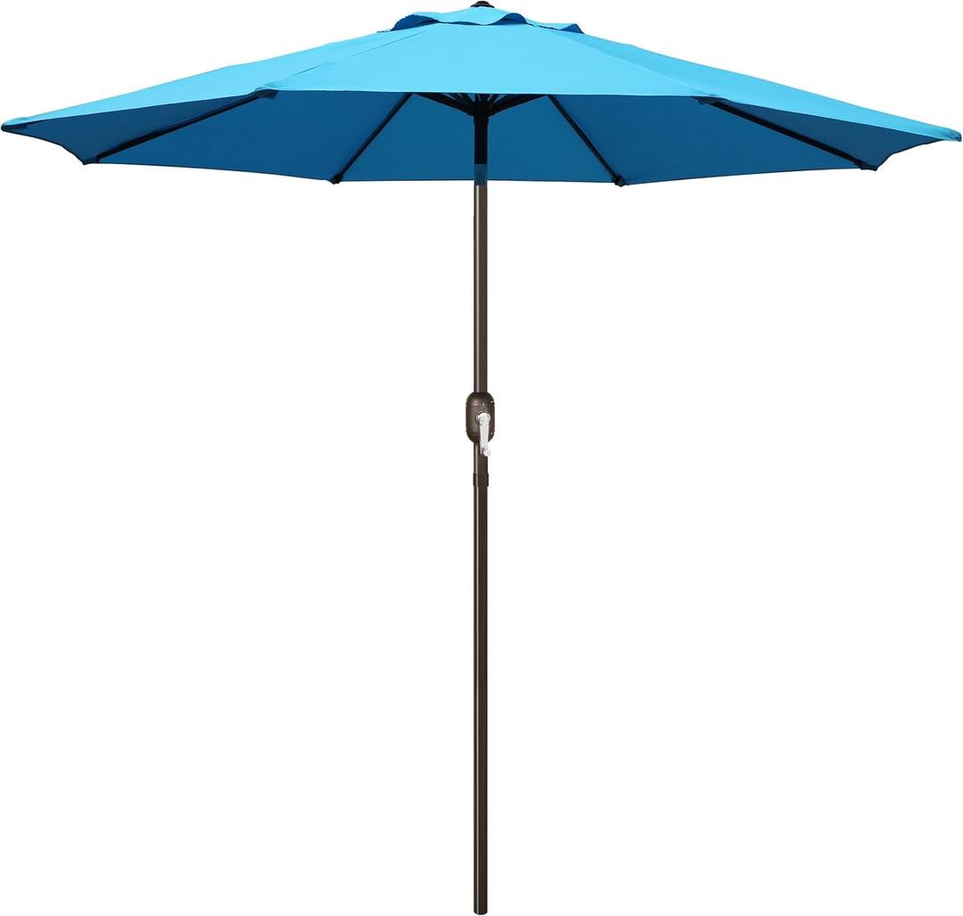 Blissun 9' Outdoor Patio Umbrella, Outdoor Table Umbrella, Yard Umbrella, Market Umbrella with 8 Sturdy Ribs, Push Button Tilt and Crank