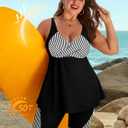 Arolina Plus Size Swimsuit for Women Two Piece Modest Tankini Full Coverage Tummy Control Bathing Suits with Shorts (Black, L)