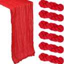 6 Pack Red Table Runner Cheesecloth 10Ft Spring Gauze Cheese Cloth Table Runner 35x120 Inch Boho Sheer Rustic Fabric for Holiday Party Decor Baby Shower Wedding Decorations