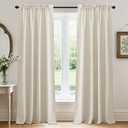 RYB HOME Living Room and Dining Room Curtains and Drapes Linen Sheer, Light Filtering Curtains 96 inches Long, Weave Textured/Rod Pocket, Cream Colored, W 52 x L 95 inches, 2 Panels Set