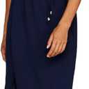Women's Adjustable Strappy Split Summer Beach Casual Midi Dress (X-Large, Navy)