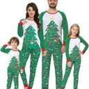 VENTELAN Family Matching Christmas Pajamas Set Holiday Santa Claus Sleepwear Xmas PJS Set for Couples and Kids (8 Years, Green Christmas Tree)