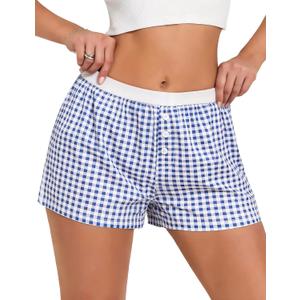 Boxer Shorts for Women Summer Lightweight Pajama Sleep Shorts Y2k Cute Micro Mini Pj Bottoms  (Blue, M)