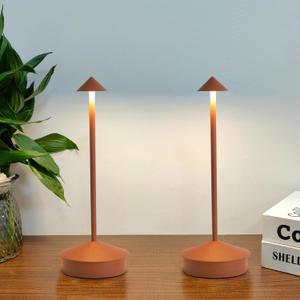 LED Cordless Table Lamps Set of 2, Portable Rechargeable 6000mAh Outdoor Camping Table Lamp,3 Color Stepless Dimming Battery Powered Lamp, Table Light for Dinner/Patio/Restaurant/Bedroom (Brown)