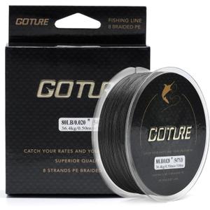 Goture X8 Braided Fishing Line - Ultra Thin Strong Sensitive Smooth and Zero Stretch Fishing Line, Super Abrasion Resistant Tournament Braided Lines - Blue, Black, Dark Green, Army Green- 20-80LB (328yds-65LB-0.45MM)