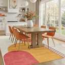 DCX Abstract Washable 10x12 Rug, Non Slip Low Pile Rug, Orange & Yellow