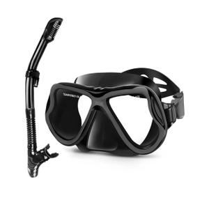 Greatever Dry Snorkel Set,Panoramic Wide View,Anti-Fog Scuba Diving Mask,Professional Snorkeling Gear Adult