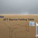 Byliable Folding Table 6FT Narrow Portable Foldable Plastic Heavy Duty Long Table, Fold-in-Half with Carrying Handle for Indoor Outdoor Meeting, Buffet, Party, Wedding, Home Work, 6 Foot, White, 70.9" L X 17.7" W X 29.1" H