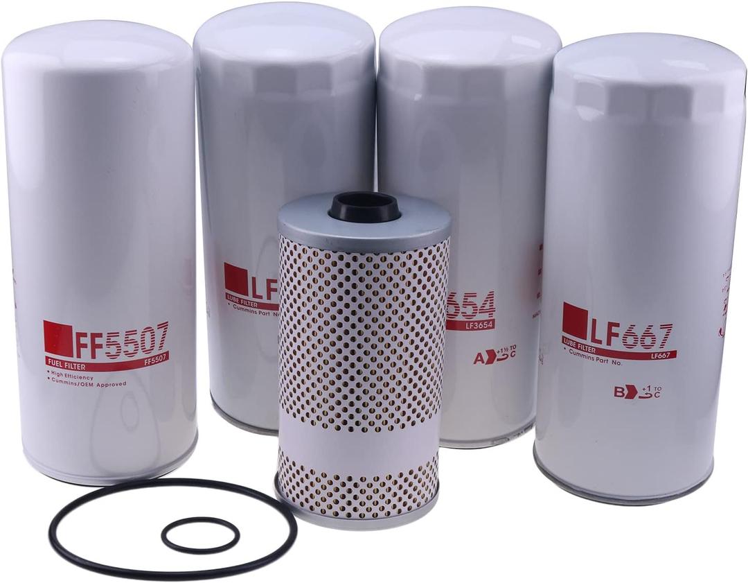 AIVWUMOT Oil Change Kit FF5507 LF3654 FLF667(2) FF5369W Compatible with Volvo D13 Engine Filters