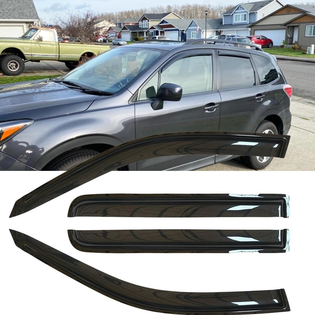 4pcs Original Shatterproof Side Window Wind Deflectors for Forester 14-18,Tape-on Rain Guards Sets,Nice Looking Window Visors for Cars,Vent Deflector Sun Shade for 2014-2018 Subaru Forester 94375