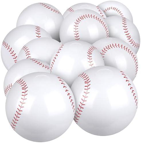 durony 12 Pieces Baseball Beach Ball 11 Inch Inflatable Baseball Bouncing Sports Ball Bouncy Toy Favors for Birthday Party Summer Beach Pool Games Decorations