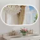 48"x24" Oval Led Mirror for Bathroom, Frameless Vanity Mirror with Lights, Modern Lighted Bathroom Mirror Wall Mounted, Anti Fog Smart Mirror with 3 Colors Adjustable Vertical/Horizontal