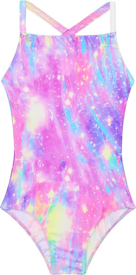 Girls Bathing Suits UPF 50+ Swimsuits Quick-Dry Cross-Strap for Toddlers & Kids 3-12T Sleeveless Sun Protection