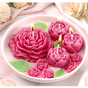 MTLEE Peony Flower Shape Candles for Women 4 Wick Soy Wax Decorative for Mom Gift Handmade Aesthetic Scented Floral Candle for Bedroom Home Wedding Mother's Day Friends Family