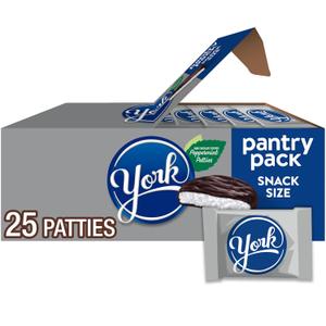 YORK Dark Chocolate Snack Size Peppermint Patties, Candy Pantry Pack, 15 oz (25 Pieces), BB 08 2025