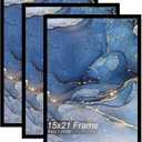 Fxojyvo 15x21 Picture Frame Set of 3, Black Frame for 15 x 21 Inch Picture Poster Photo, Light Weight and High Transparent 15 by 21 Frame for Wall - 3 Pack/Black/15 x21