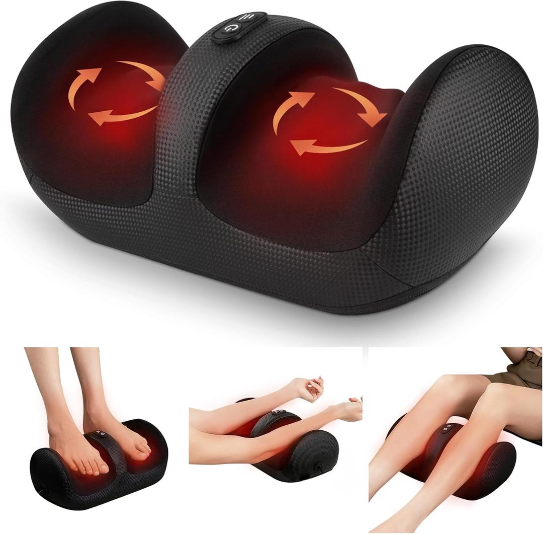 Nekteck Foot Massager with Heat & Foot Roller, Shiatsu Calf Leg Massager for Circulation and Neuropathy Pain Relief for Feet Care Home Office Gadgets Relaxing Massage Tools Gifts for Women Men Mom Dad (Black)