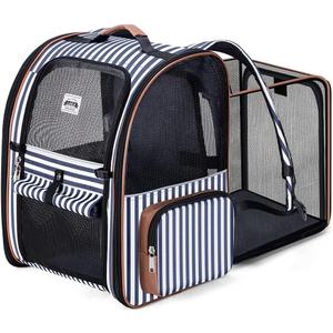 Lekebobor Large Cat Backpack Carrier Expandable Pet Carrier Backpack for Small Dogs Medium Cats Fit Up to 18 Lbs, Dog Carrier Backpack,Puppy Backpack Carrier, Striped