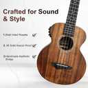 Caramel 26inch CT204 All Solid Acacia Wood Tenor Electric Ukulele Professional Ukelele Kit Beginner Guitar Starter Bundle Strings, Padded Gig Bag, Strap