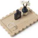 Real Natural Scalloped Travertine Tray for Bathroom, Vanity, Kitchen and Desktop, Decorative Stone Tray for Jewelry, Cosmetics, Candles, Lotion, Perfume and Home Dcor (Travertine, 12" x 8")