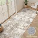 Runner Rug Kitchen Washable Rugs: 3x8 Non-Slip Abstract Soft Modern Stain Resistant Indoor Floor Neutral Accent Throw Carpet for Hallway Bathroom Laundry Room Entryway Bedroom- Beige Brown
