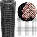 Black Hardware Cloth 16'' x 20' PVC Steel Vinyl Coated 1/2 inch Galvanized Wire Mesh Roll (19 GA) Chicken Wire Fence Roll, for coop Fences,Screen mesh, Rabbit/Snake Fences, Poultry enclosures, etc.