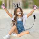 2 x Halloween Cat Costume Tiger Wolf Donkey Lion Panther Cosplay Accessories Ear and Tail Decoration Set Costumes