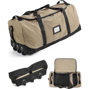 BAGSMART 83L Foldable Travel Bag, Large Duffle Bag for Travel, Weekender Duffel Luggage Bag for Sport College Camping, Water Resistant, Brown
