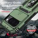 SunStory Compatible with Google Pixel 10/9 Pro XL Case with HD Screen Protector & Slide Camera Cover & Rotated Ring Kickstand, [Military-Grade] Case for Pixel 9/10 Pro XL, ArmyGreen