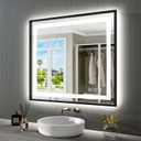 40"X36" LED Bathroom Mirror with Black Frame, Front Lit and Backlit