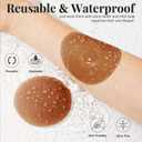 Nipple Covers for Women2 Pairs Reusable Silicone Pasties, Adhesive&Waterproof, No Show Design with Travel Box, Fits Sizes D+