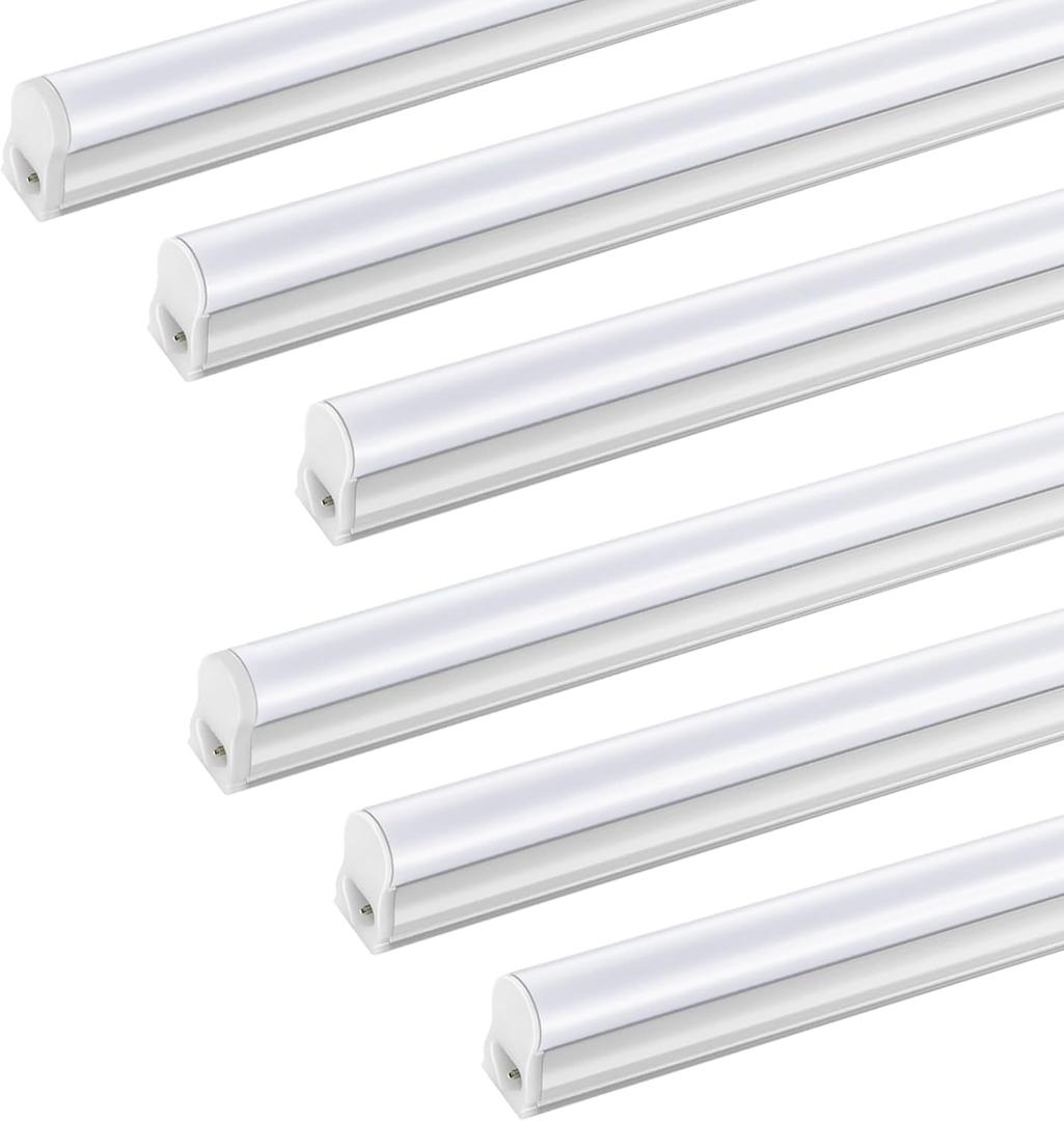 T5 LED Shop Light 4FT 2800LM 6500K 20W Garage Cabinet Lighting 6 Pack | T5 PRO Integrated Fixture Energy Efficient Linkable Ceiling Under Cabinet Light for Bedroom Workshop, Basement FCC Certified
