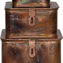 Creative Co-Op Decorative Metal Boxes with Lid, Burnt Copper Finish, Set of 3
